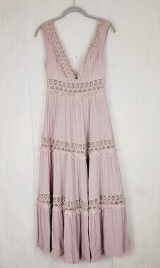 Mable lavender purple crocheted lace tiered dress Size Small Boho Romantic